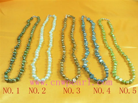 dye multicolor nugget shaped freshwater pearl necklace